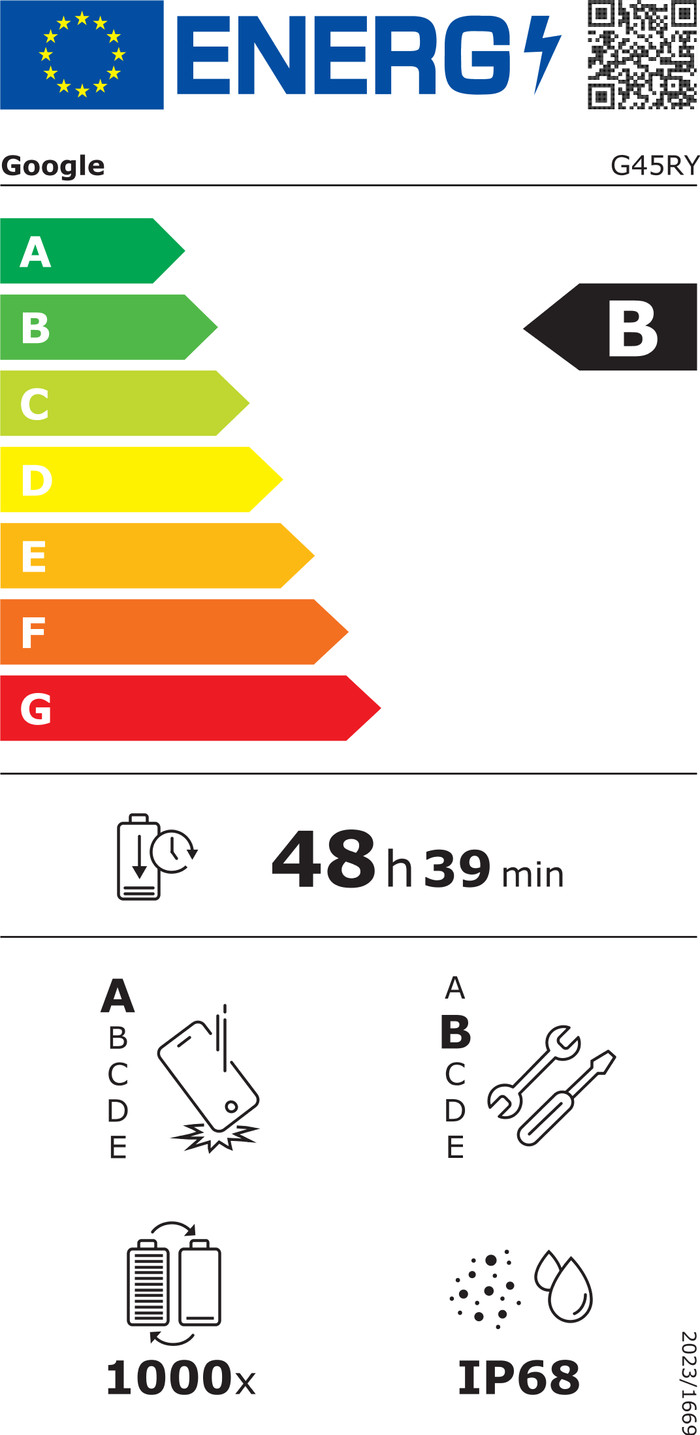 Google Pixel 10 Pro XL 256GB Black 5G energy label
