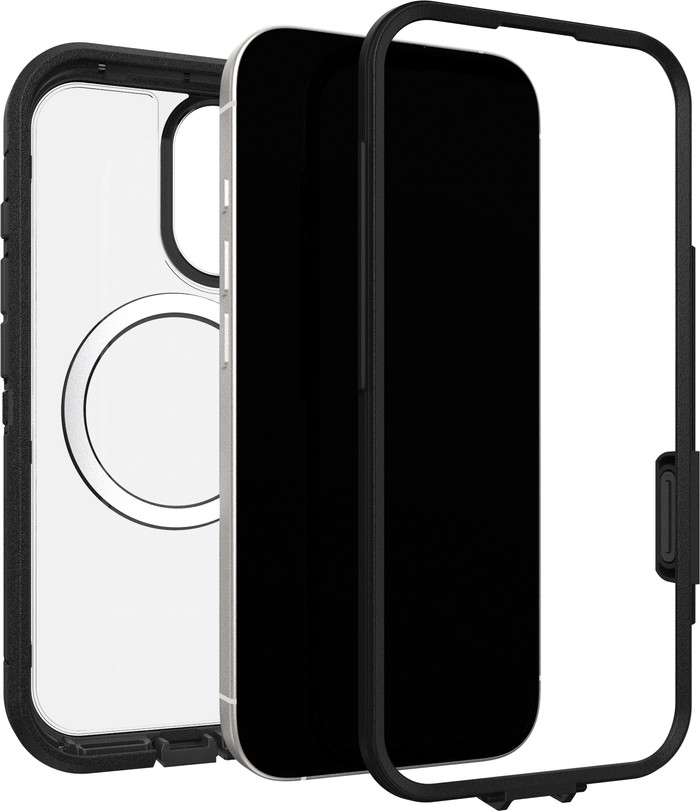 OtterBox Defender Pro XT iPhone 17 Back Cover with MagSafe Magnet Transparent Black Edge combined product