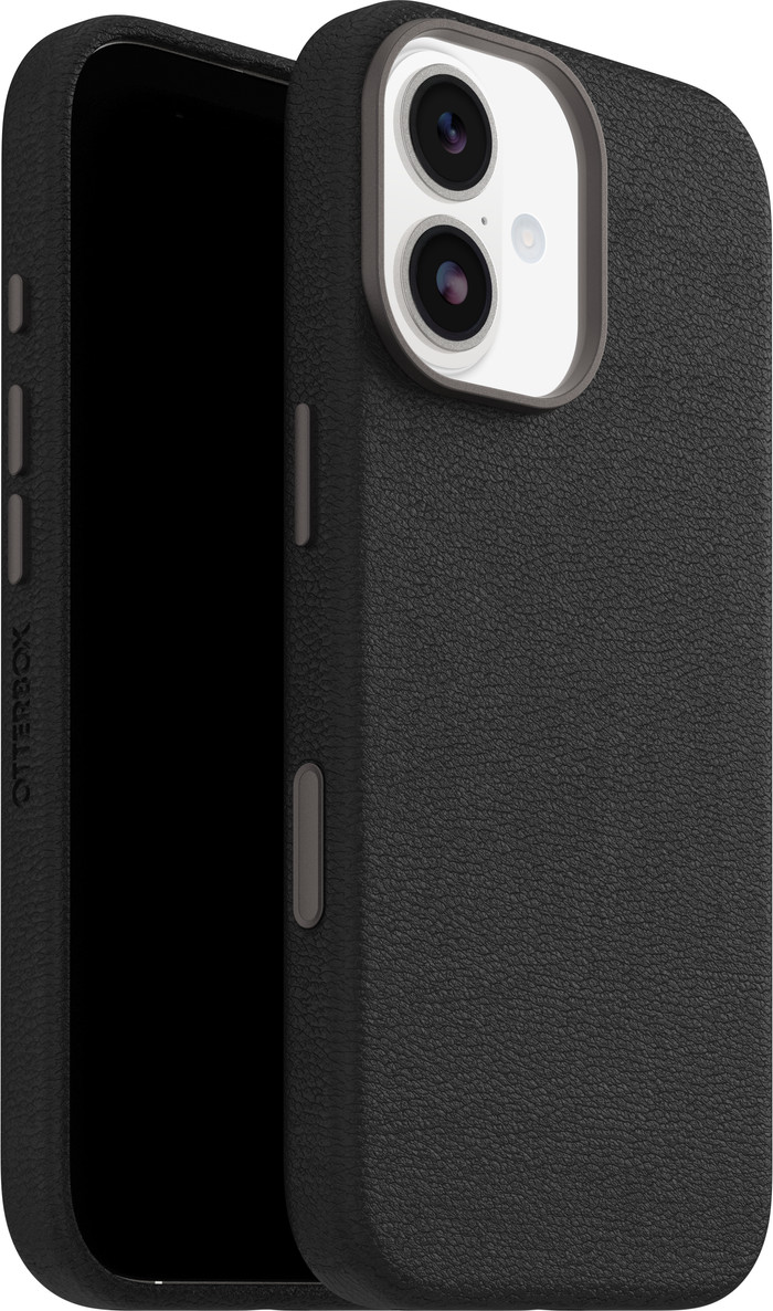 OtterBox Symmetry iPhone 17 Back Cover with MagSafe Magnet Leather Black combined product