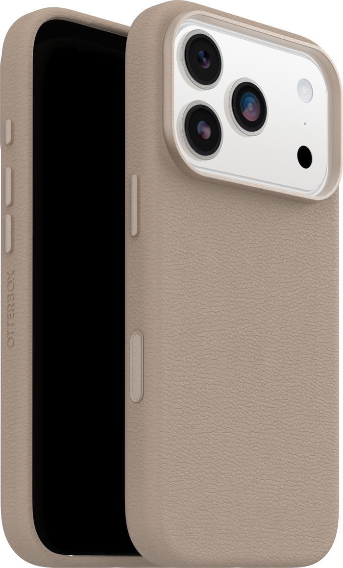 OtterBox Symmetry iPhone 17 Pro Back Cover with MagSafe Magnet Leather Gray combined product