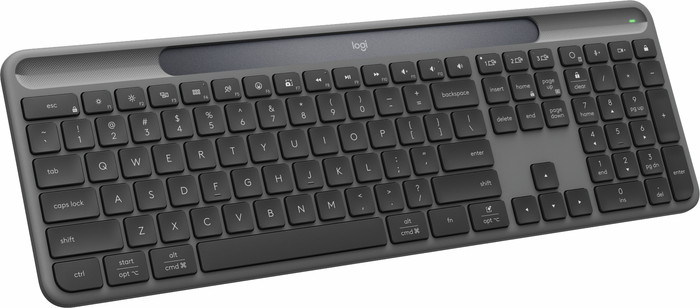 Logitech Signature Slim Solar+ Wireless Keyboard QWERTY left side