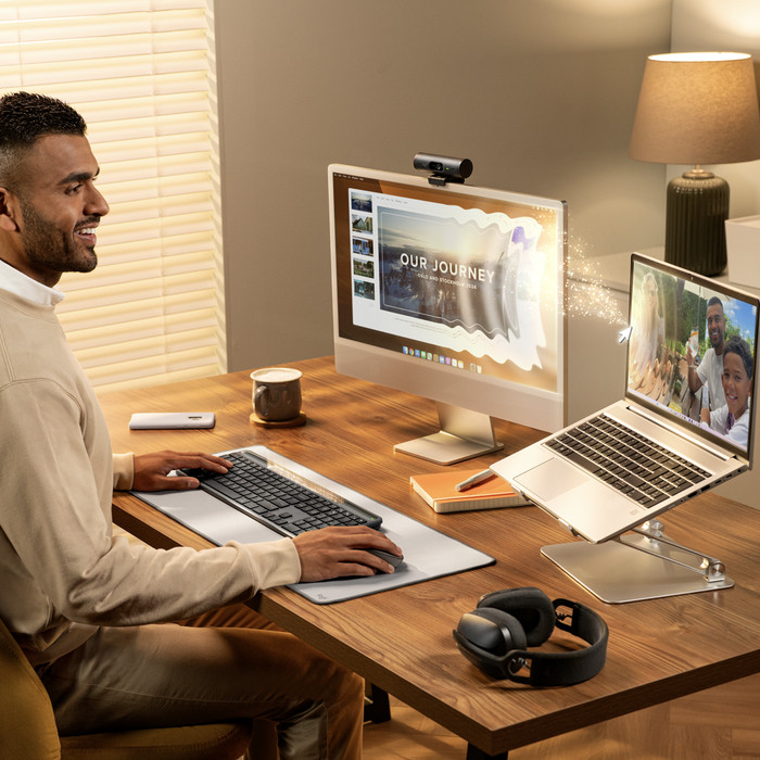 Logitech Signature Slim Solar+ Wireless Keyboard QWERTY product in use