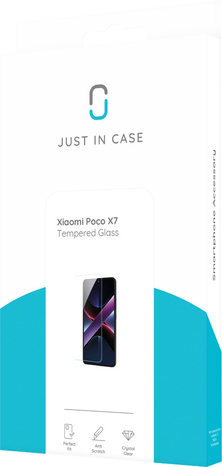 Just In Case Tempered Glass POCO X7 Screen Protector packaging