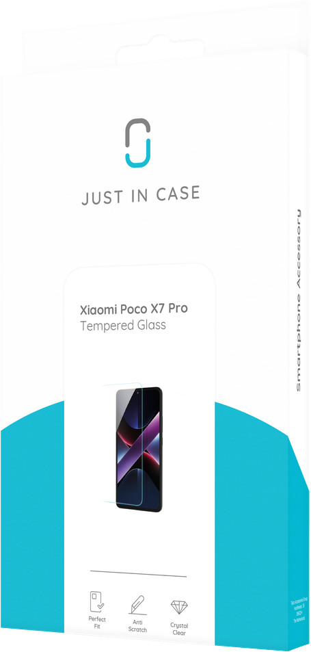 Just In Case Tempered Glass POCO X7 Pro Screen Protector packaging