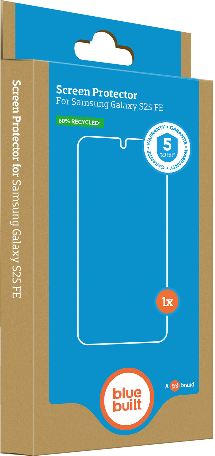 BlueBuilt Samsung Galaxy S25 FE Screenprotector Glas Duo Pack verpakking