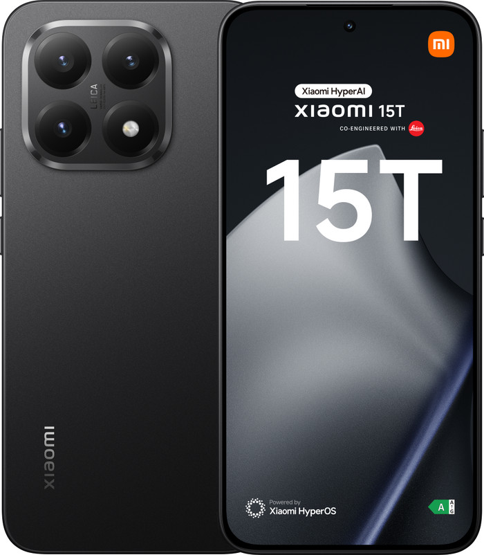 Xiaomi 15T 256 Zwart 5G + Redmi Pad 2 11 inch 256 GB Wifi Grijs voorkant