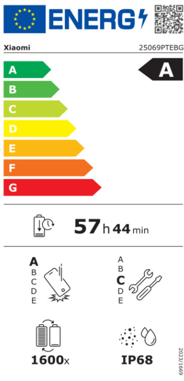 Xiaomi 15T 256 Zwart 5G + Redmi Pad 2 11 inch 256 GB Wifi Grijs energielabel