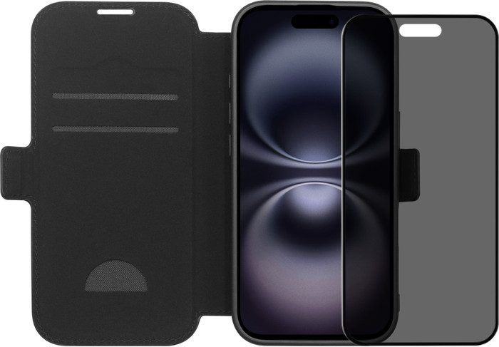 BlueBuilt Apple iPhone 17 Book Case Leer Zwart + iPhone 17 Privacy Screenprotector Glas Main Image