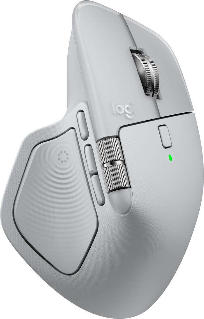 Logitech MX Master 4 Lichtgrijs + Logitech MX Keys S Grijs Qwerty achterkant
