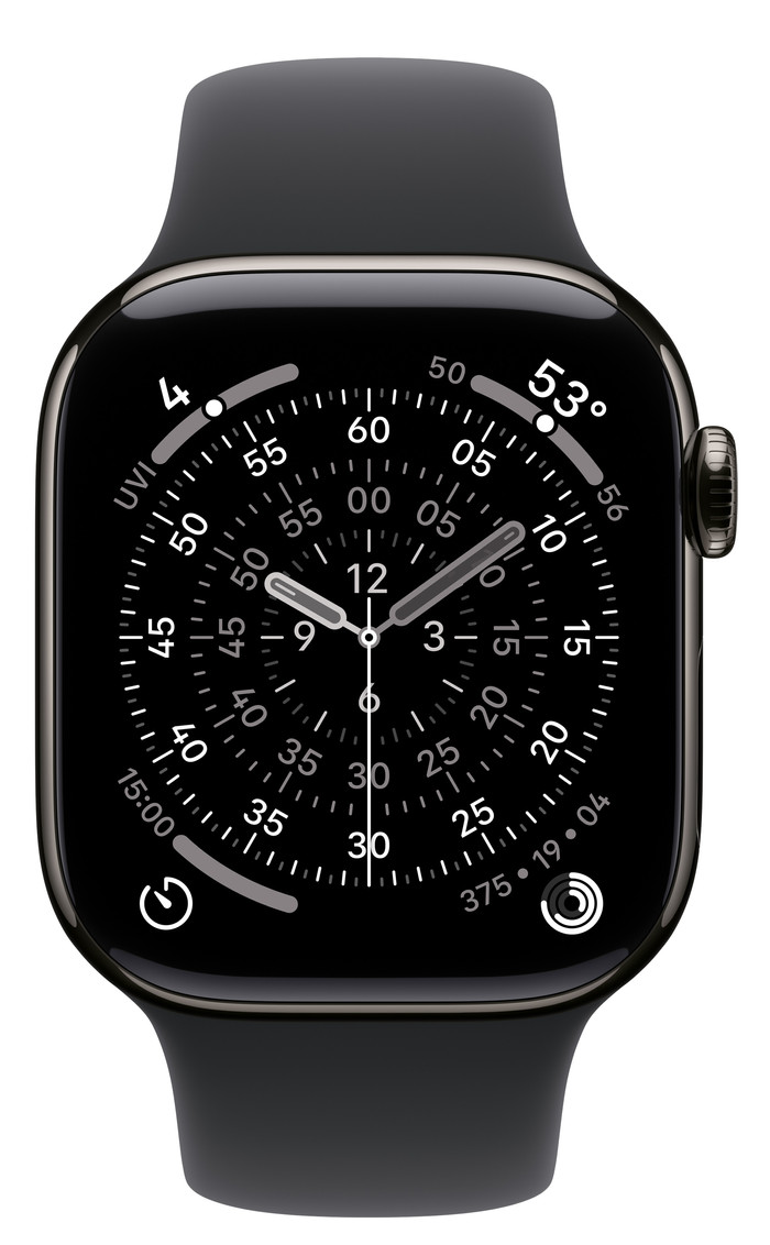 Apple Watch Series 11 Cellular 42mm Titanium  Slate Sportband M/L voorkant