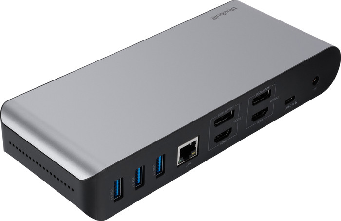 BlueBuilt DisplayLink Docking Station Pro met USB-C Zilver achterkant