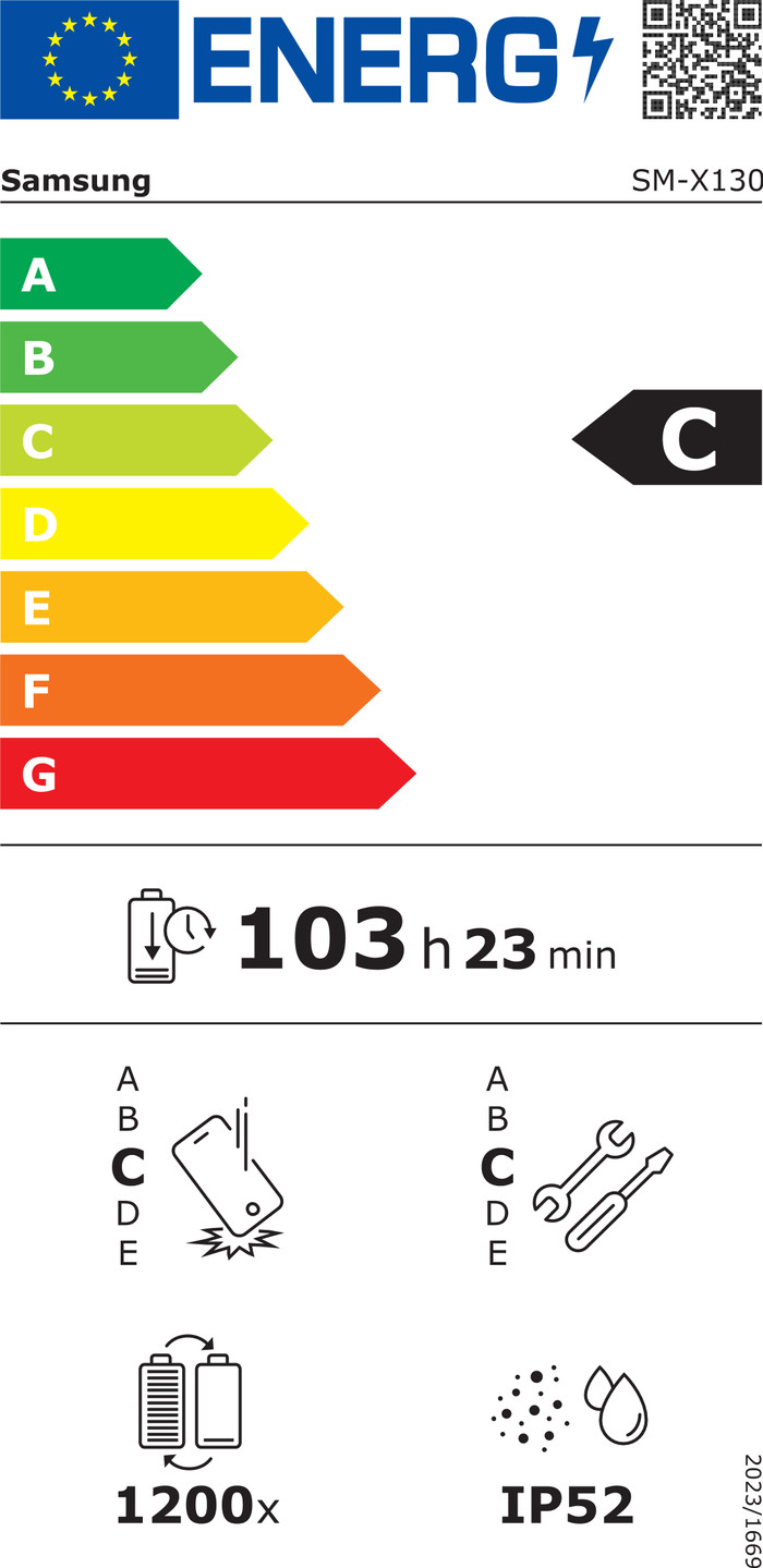 Samsung Galaxy Tab A11 8,7 inch 64GB Wifi Grijs energielabel