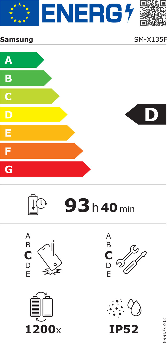 Samsung Galaxy Tab A11 8.7 inches 64GB WiFi + 4G Gray energy label