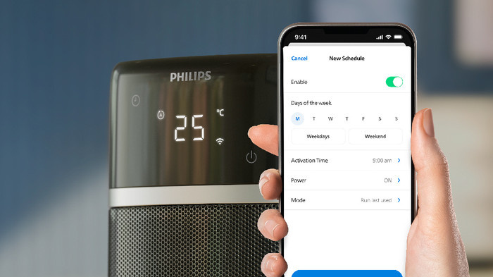 Philips Ceramic Energy-Saver Heater 5000 Series product in use
