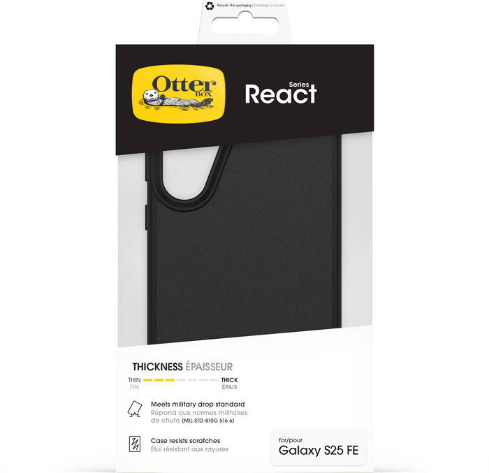 Otterbox React Samsung Galaxy S25 FE Back Cover Black packaging