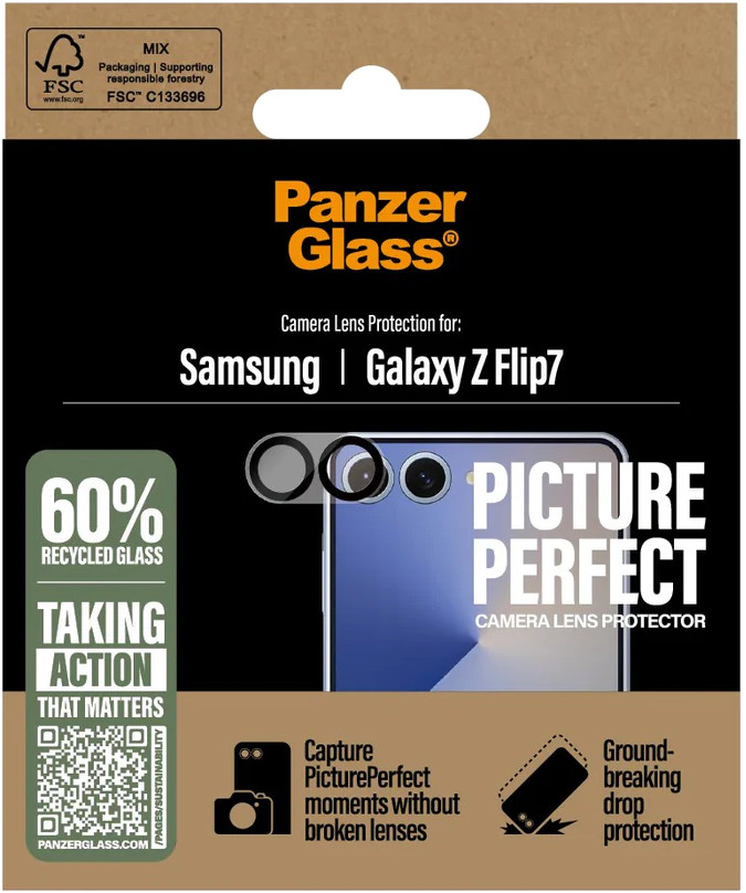 PanzerGlass PicturePerfect Samsung Galaxy Z Flip 7 Camera Lens Protector Glass packaging