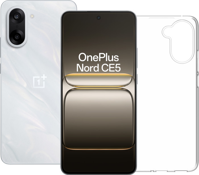 OnePlus Nord CE 5 128GB Wit 5G + BlueBuilt Back Cover Transparant Main Image