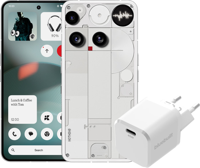 Nothing Phone (3) 512GB Wit 5G + BlueBuilt Oplader met Usb C Poort 45W Wit Main Image