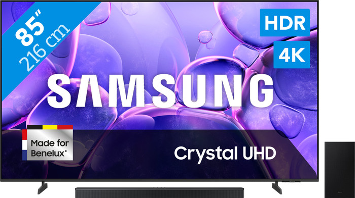 Samsung 85" Crystal UHD U8070F (2025) + Samsung HW-B750F Zwart Main Image