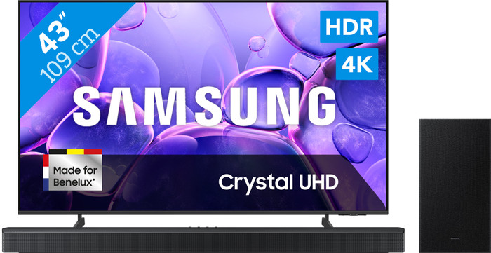Samsung 43" Crystal UHD U8070F (2025) + Samsung HW-B750F Zwart Main Image