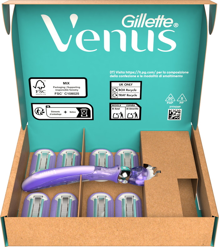 Gillette Venus Extra Smooth Swirl + 9 Navulmesjes binnenkant