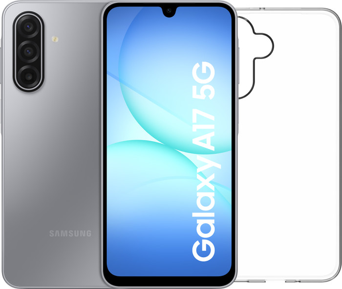 Samsung Galaxy A17 128GB Grijs 5G + BlueBuilt Back Cover Transparant Main Image