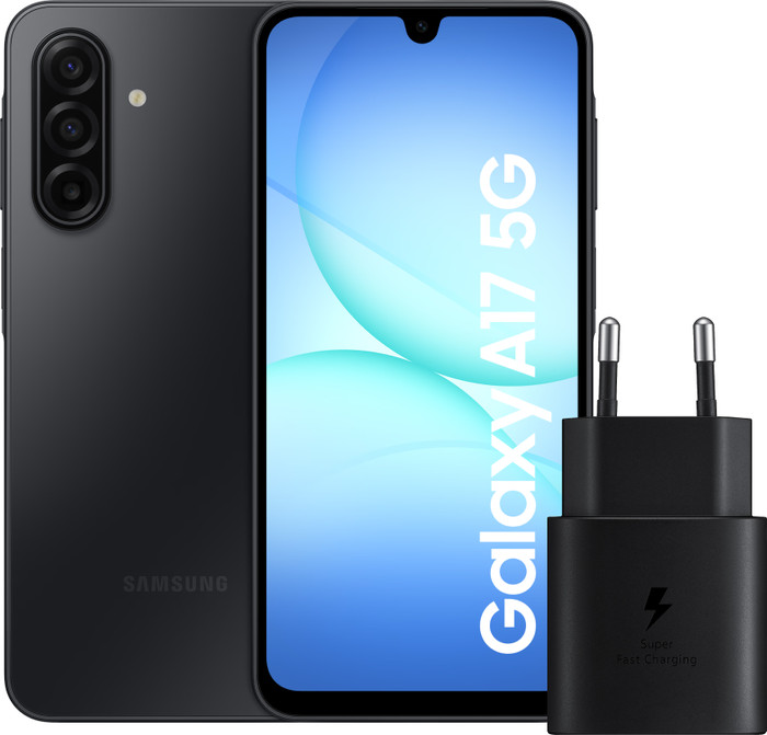 Samsung Galaxy A17 128GB Zwart 5G + Samsung Oplader 25 Watt Zwart Main Image