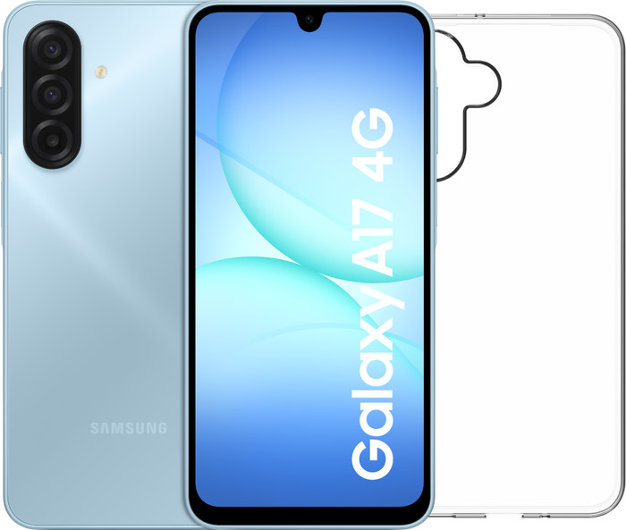 Samsung Galaxy A17 128GB Grijs 4G + BlueBuilt Back Cover Transparant Main Image