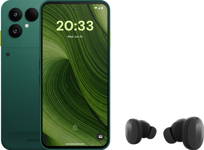Fairphone 6 256GB Groen 5G + Fairphone Fairbuds True Wireless Earbuds Zwart Main Image