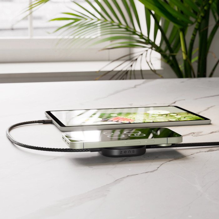 Zens Pro 2 Wireless Charger 15W with USB-C Cable Black product in use