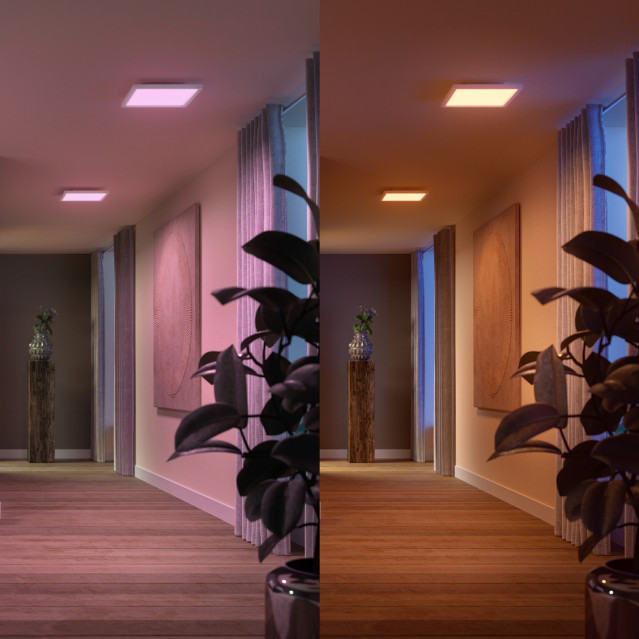 Philips Hue Surimu plafondlamp White and Color vierkant klein product in gebruik