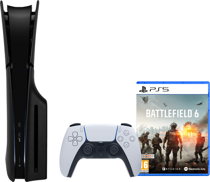 PlayStation 5 Slim Disc Edition + Battlefield 6 + Covers Black Main Image