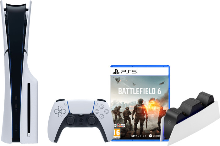PlayStation 5 Slim Disc Edition + Battlefield 6 + Charging Dock Main Image