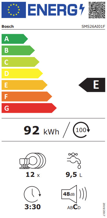 Bosch SMS26AI01F energy label