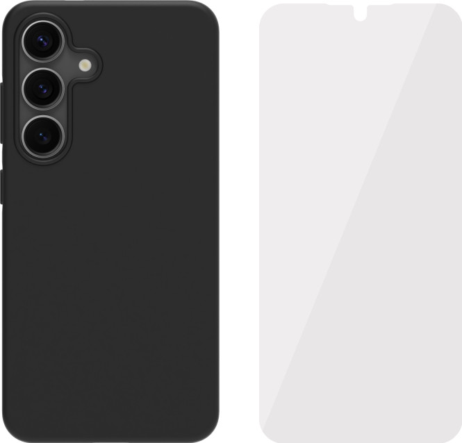 BlueBuilt Samsung Galaxy S25 Back Cover Zwart + Screenprotector Glas Main Image