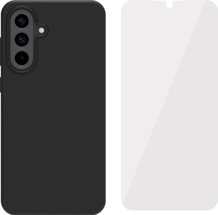 BlueBuilt  Samsung Galaxy A56 Back Cover Zwart + BlueBuilt screenprotector Glas Main Image