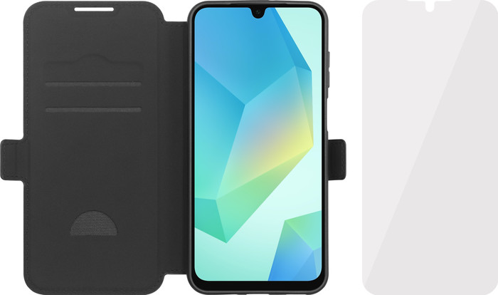 BlueBuilt  Samsung Galaxy A17 Book Case Leer Zwart + BlueBuilt Screenprotector Glas Main Image