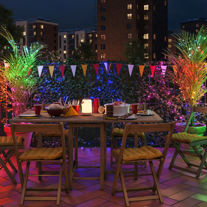 WiZ Slimme Lichtslinger - 20 meter - 160 LED product in gebruik