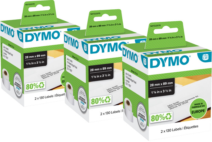 DYMO LabelWriter Adres Etiket 28 x 89 mm 260 stuks 3-pack Main Image