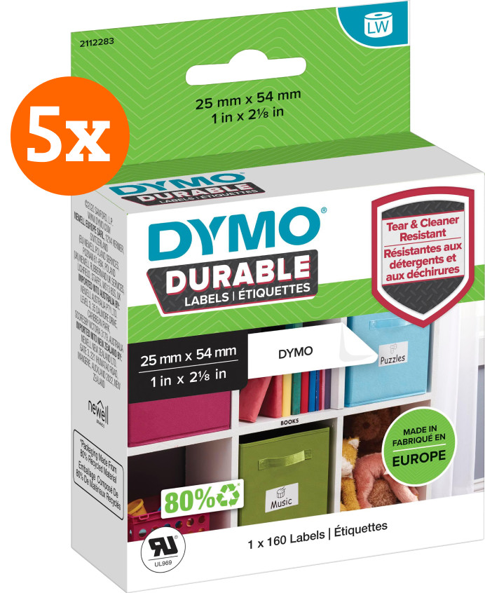 DYMO Duurzame LabelWriter Etiket 25x54mm 160 stuks 5-pack Main Image