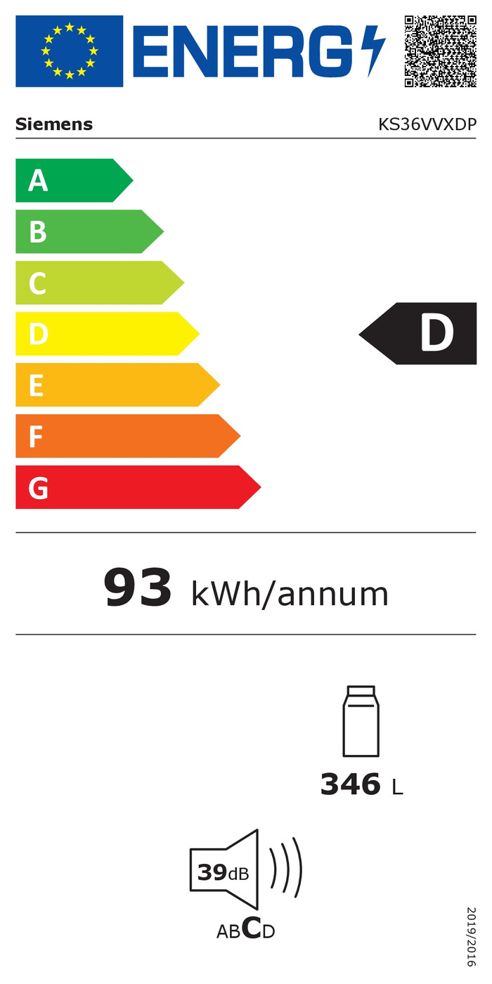 Siemens KS36VVXDP energy label