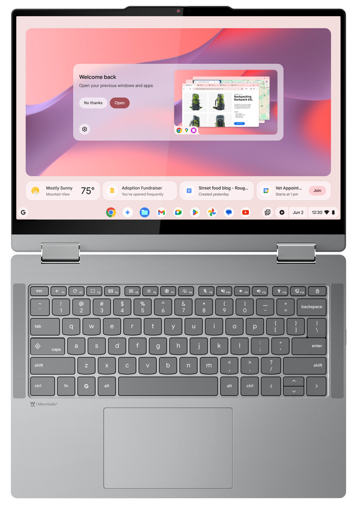 Lenovo Chromebook Plus 2-in-1 83LN000QMH bovenkant