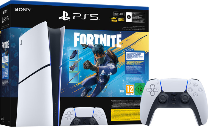 PlayStation 5 Slim Digital Edition Fortnite Bundle + Extra Controller White Main Image