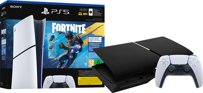PlayStation 5 Slim Digital Edition Fortnite bundel + Covers Zwart + Extra Controller Wit Main Image