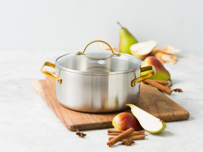 Greenpan Padova Reserve 3-ply Stainless Steel Kookpannenset 6-delig product in gebruik