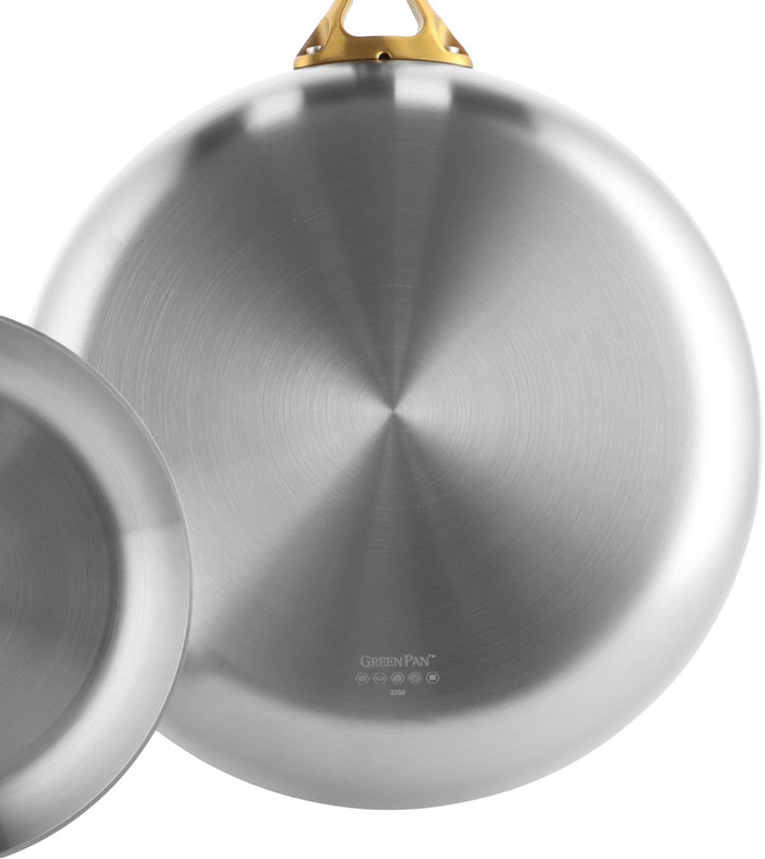 Greenpan Padova Reserve 3-ply Stainless Steel 20 + 28 cm koekenpannenset onderkant