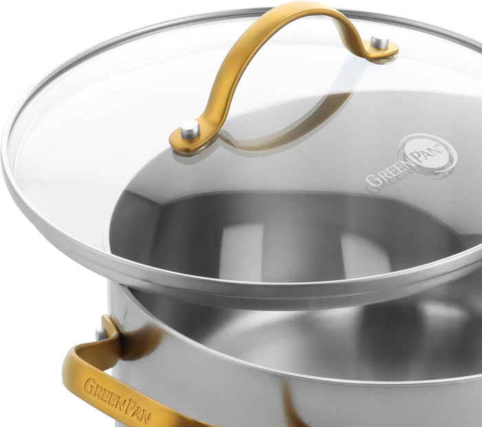 Greenpan Padova Reserve 3-ply Stainless Steel Kookpannenset 6-delig detail