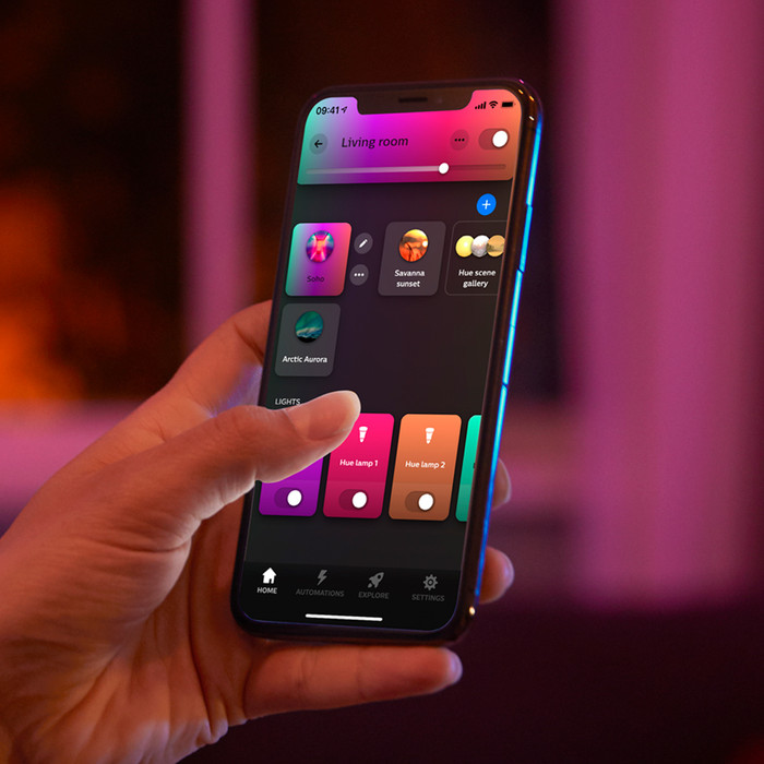 Philips Hue Devote Ceiling Lamp - White and Color - Round - White - Medium product in use