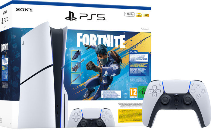 PlayStation 5 Slim Disc Edition Fortnite bundel + Extra Controller Wit Main Image