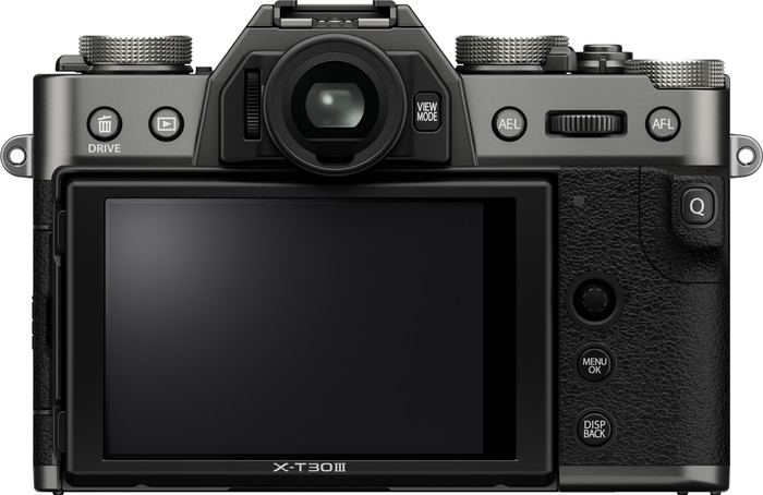 Fujifilm X-T30 III Charcoal Zilver + 13-33mm f/3.5-6.3 achterkant